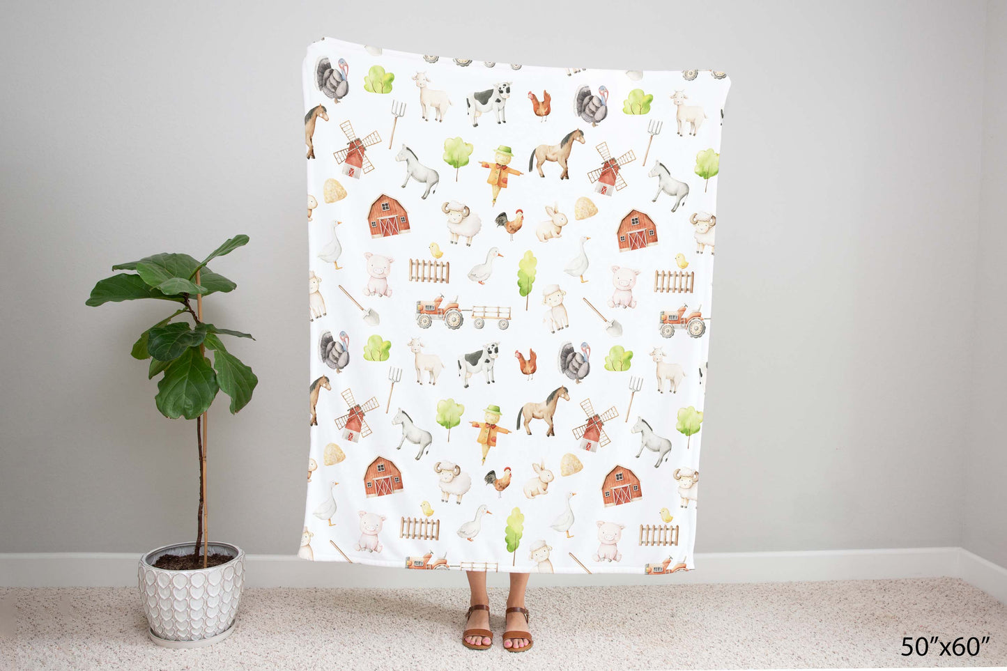 Farm baby blanket, Farm nursery beddin - Oliver's ranch