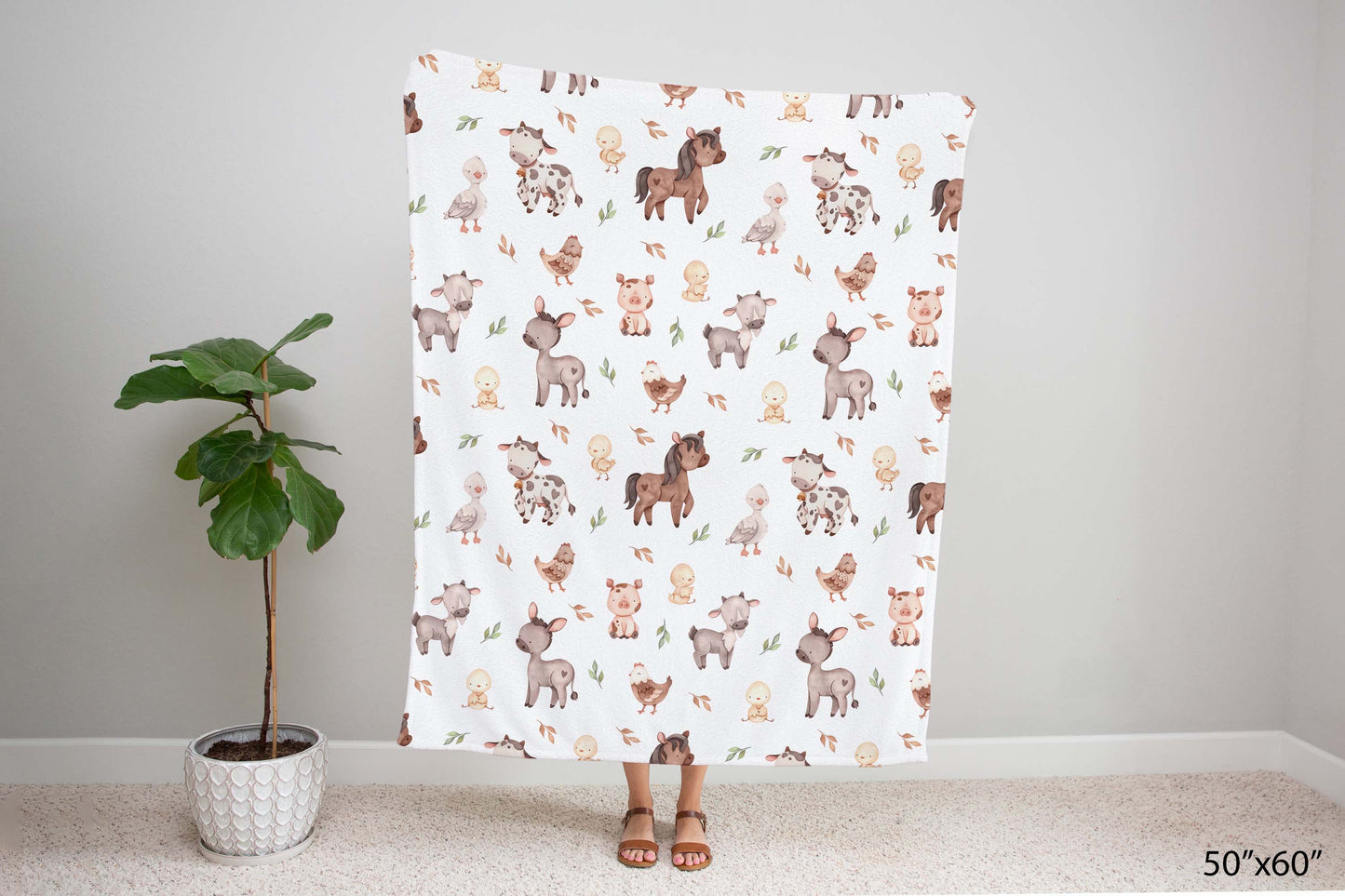 Farm Minky Blanket, Farm Nursery Bedding - Lovely Farm