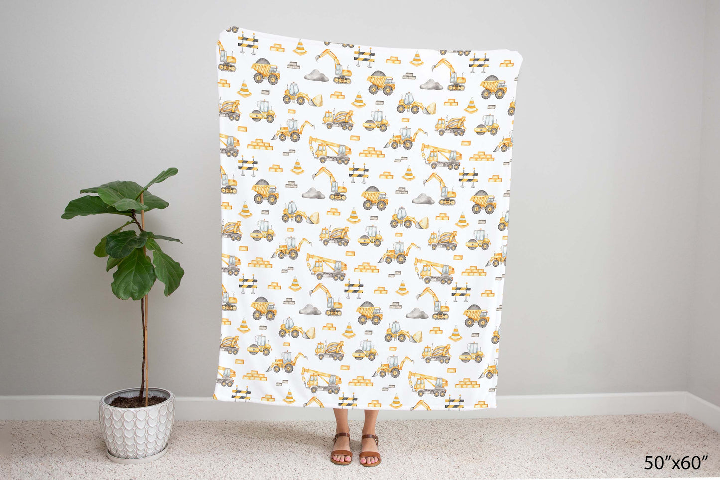 Construction baby blanket, Construction nursery bedding - Under Construction