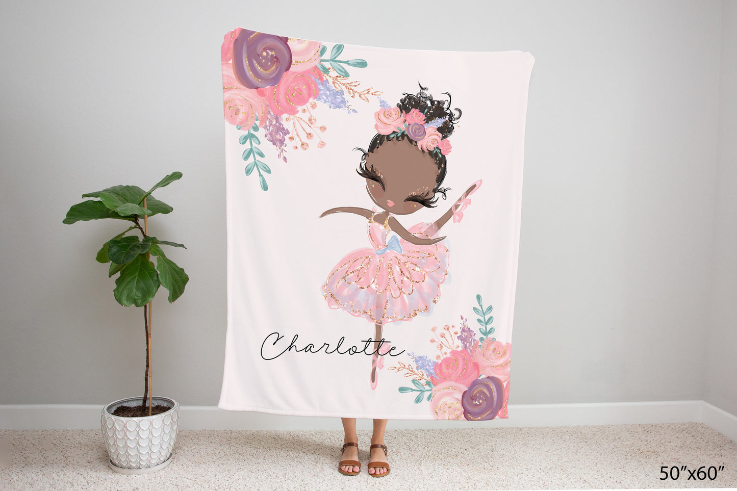 Ballerina Personalized Minky Blanket, Ballet Nursery Bedding - Sweet Ballet