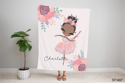 Ballerina Personalized Minky Blanket, Ballet Nursery Bedding - Sweet Ballet