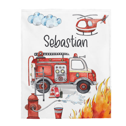 Fireman Personalized Minky Blanket, Fireman Nursery Bedding - Little Hero