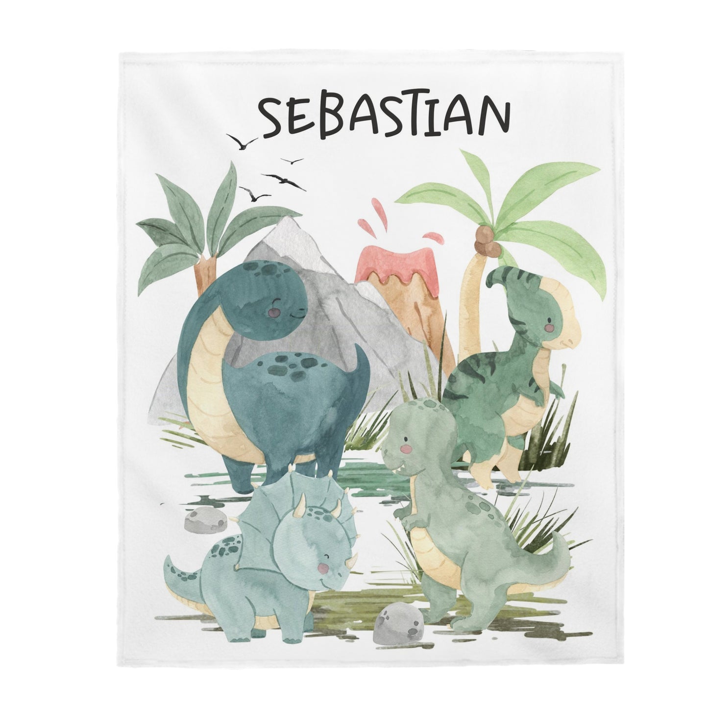 Dinosaur Personalized Minky Blanket, Dinosaur Nursery Bedding - Prehistoric Friends