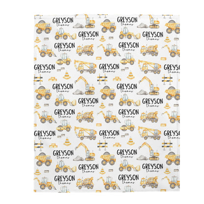 Construction Personalized Minky Blanket, Construction Nursery Bedding - Under construction