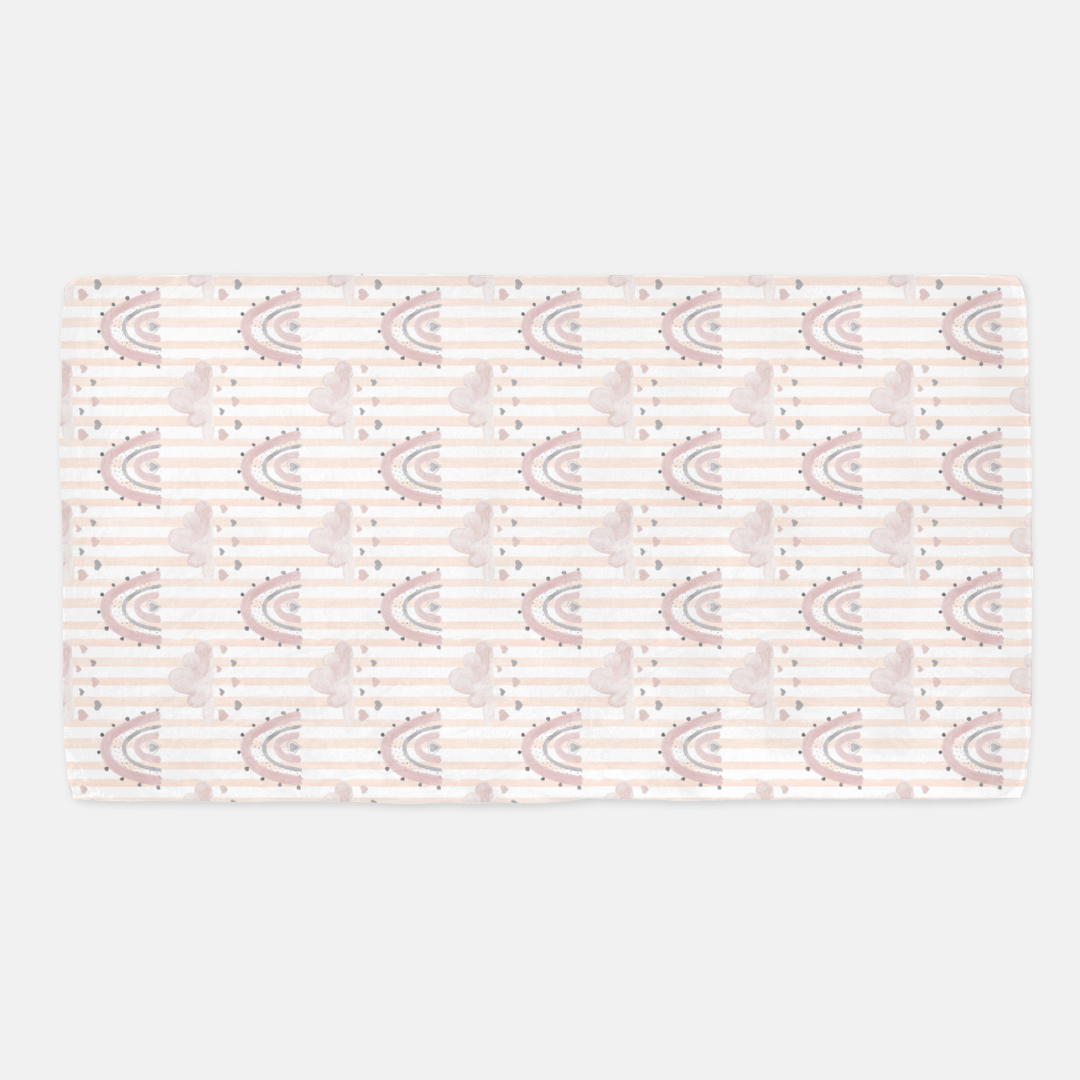 Pink Stripes Rainbow Minky Crib Sheet, Rainbow Nursery Bedding- Blush Rainbow