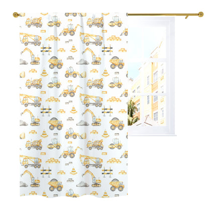 Construction truck curtain single panel, Construction nursery decor - Under Construction