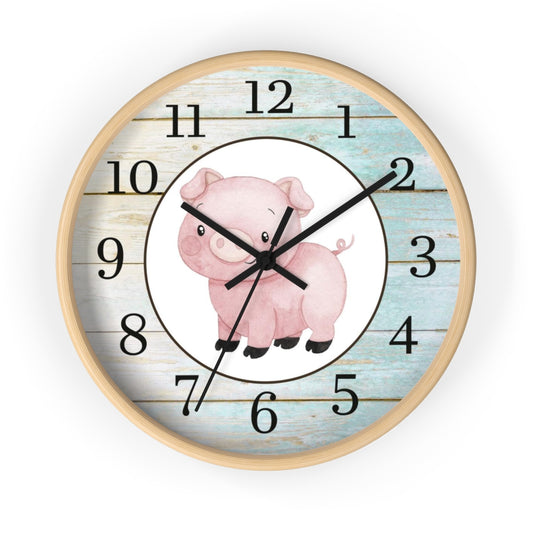 Pig Kids Wall Clock | Farm Nursery Decor