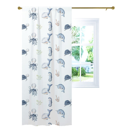 Under the Sea Nursery Curtains Single Panel | Sea Animals Nursery Decor - Little Ocean