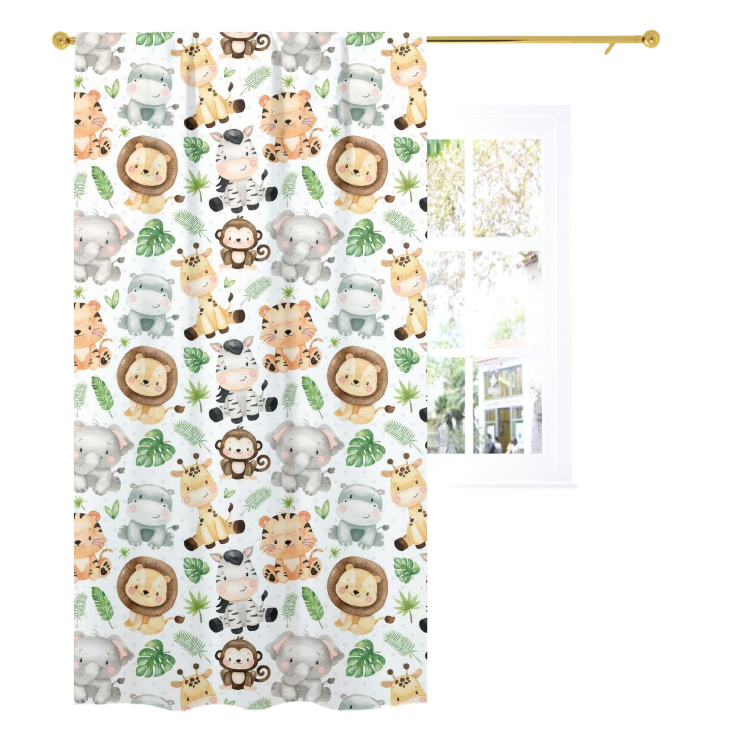 Safari animals Curtain, Single Panel, Safari nursery decor - Safari Explorer