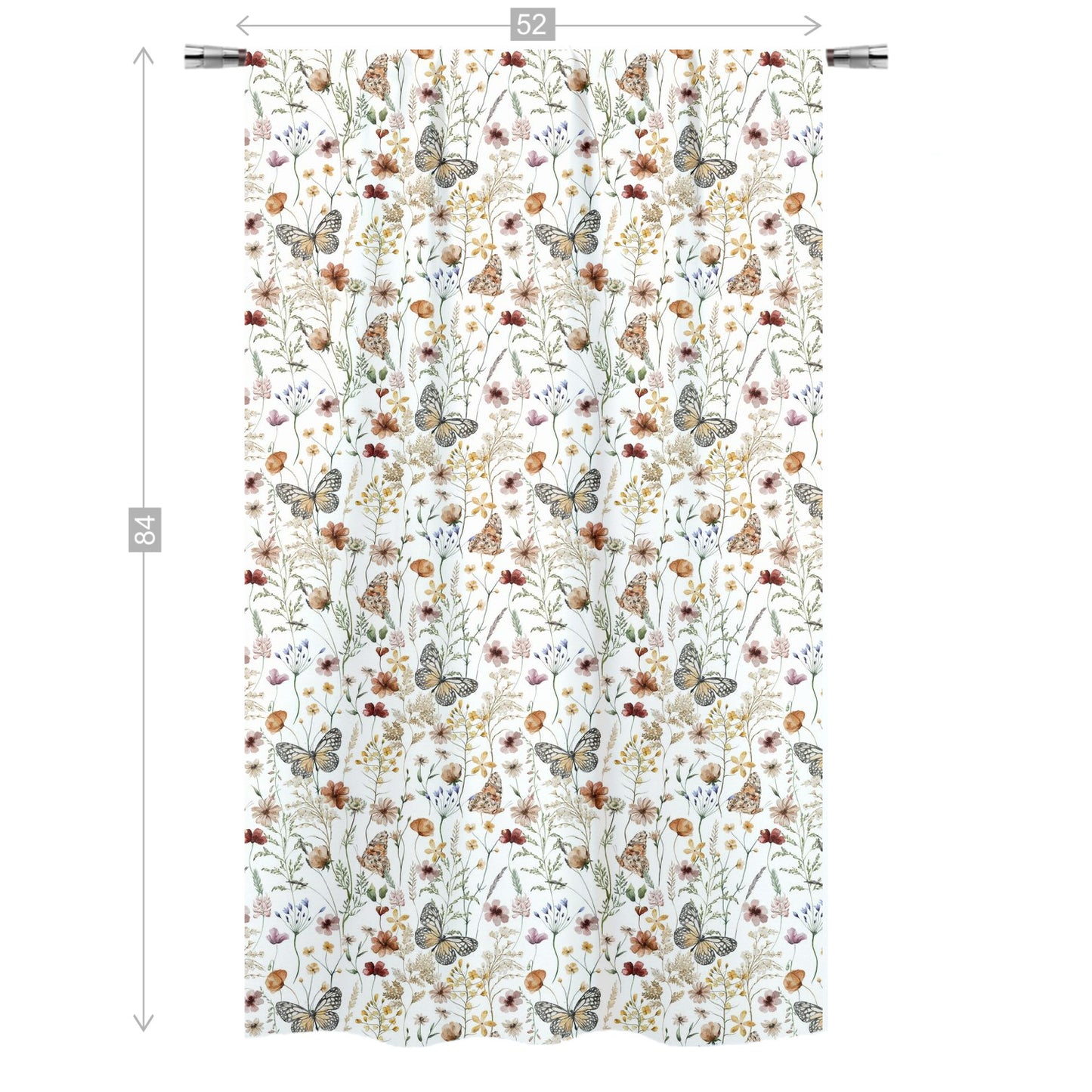 Wildflowers Curtain, Single Panel, Butterfly nursery decor - Butterfly garden