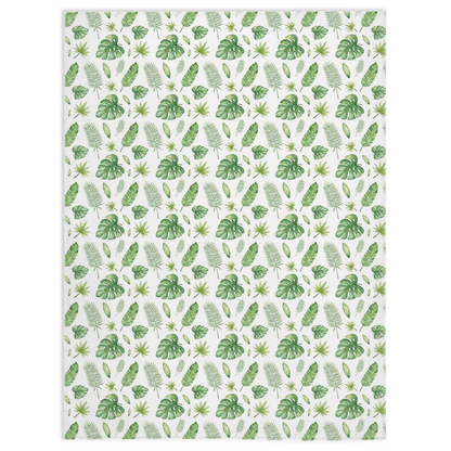 Tropical Leaves Minky Blanket, Jungle Nursery Bedding - Safari Explorer