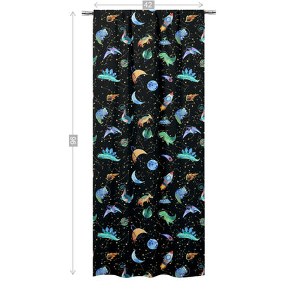 Dino Space Curtain single panel, Planets Nursery Decor