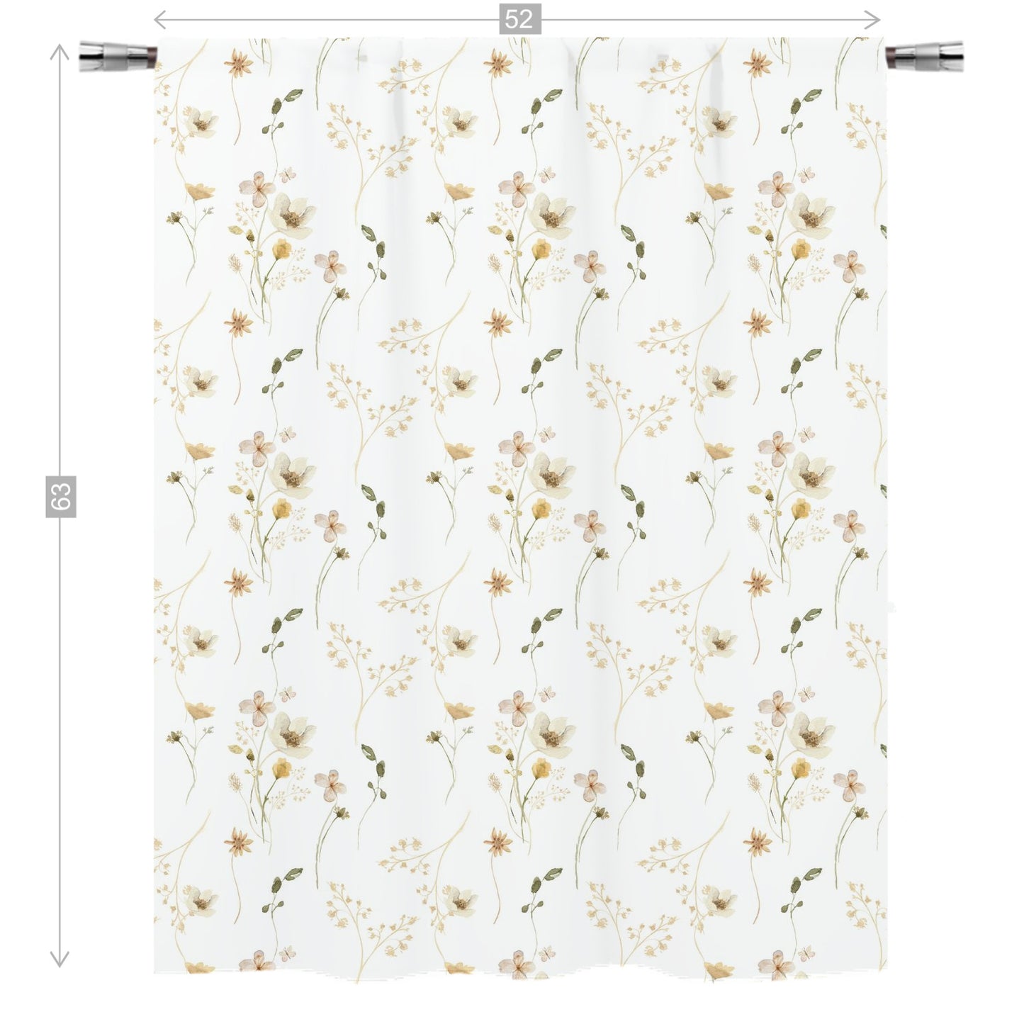 Wildflower Nursery Curtains, Wild Flowers Curtain Single Panel - Mustard Wildflowers