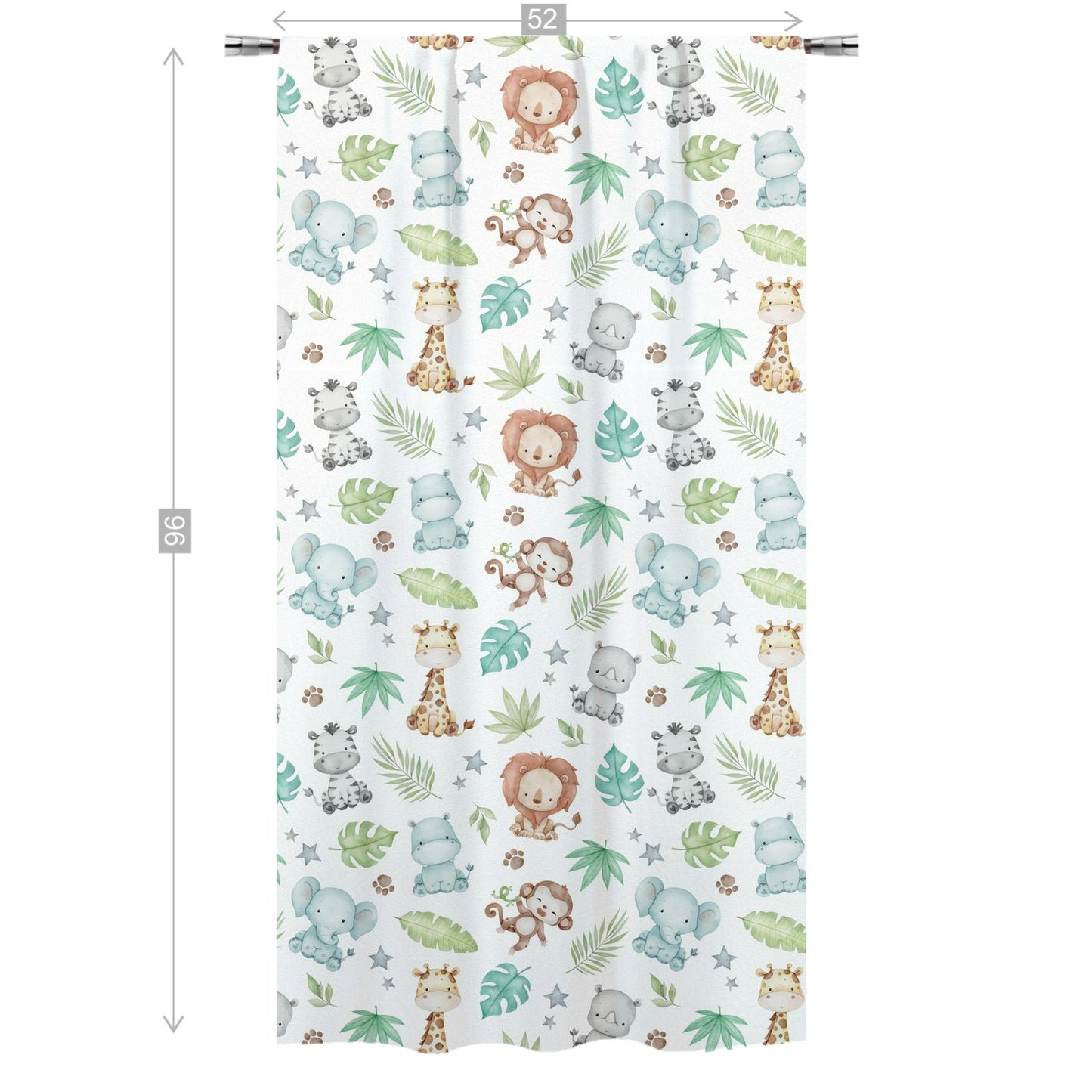 Safari animals Curtain, Single Panel, Safari nursery decor - Cute safari