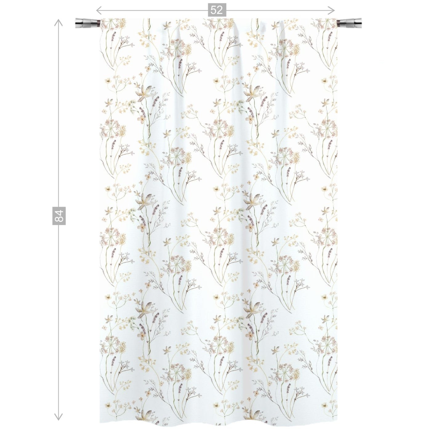 Cream Wildflower curtains, Wild Flowers Nursery Decor - Mustard Wildflowers