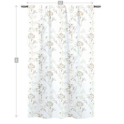 Cream Wildflower curtains, Wild Flowers Nursery Decor - Mustard Wildflowers