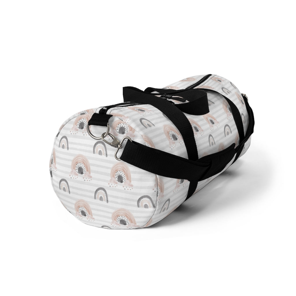 Gray Stripes Duffel Bag, Rainbow Hospital Bag - Blush Rainbow