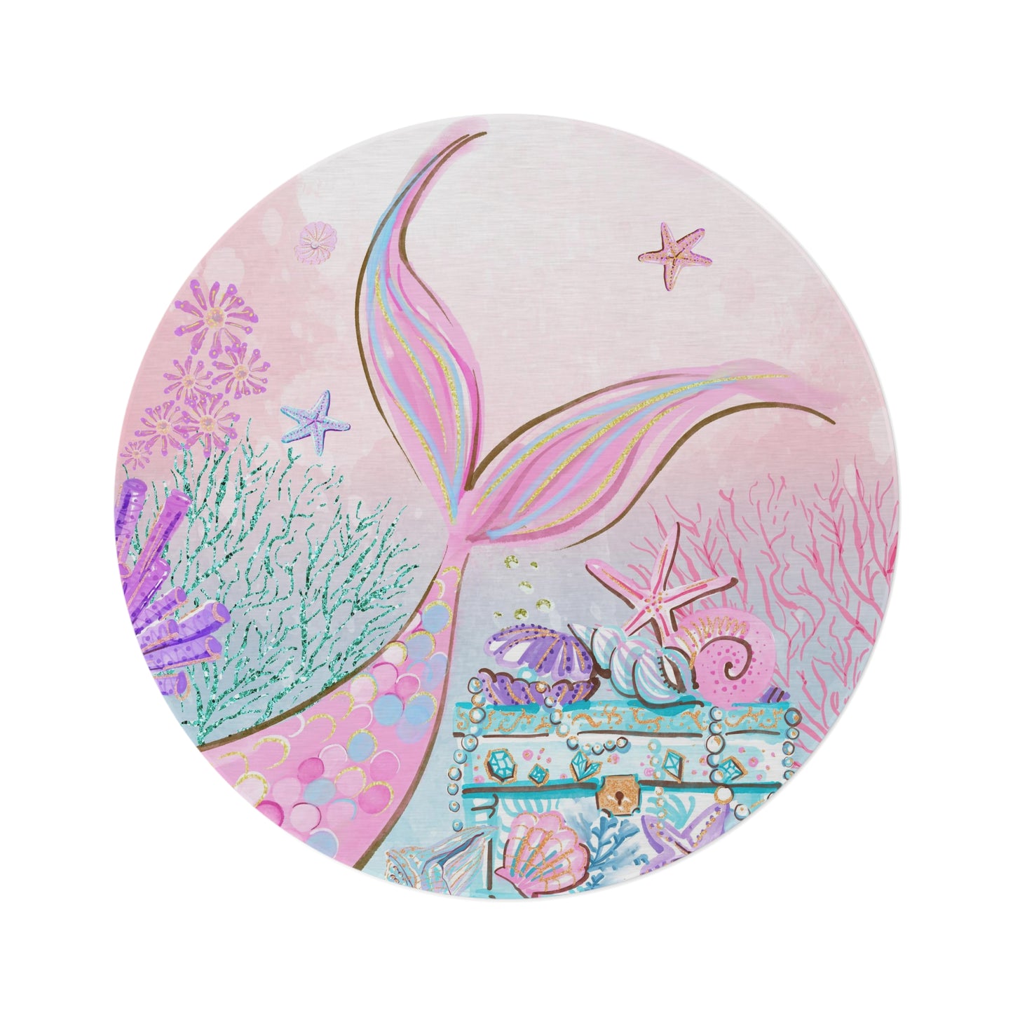 Mermaid round rug, Mermaid nursery decor - Pink Mermaid