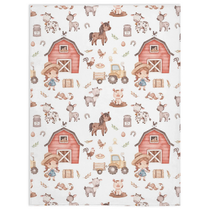 Farm Girl Minky Blanket, Barnyard Nursery Bedding - Lovely Farm