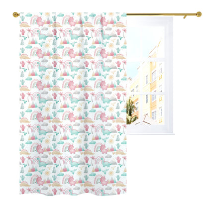 Pink dinosaur Curtain, Single Panel, Girl dinosaur nursery decor - Pink dinosaur