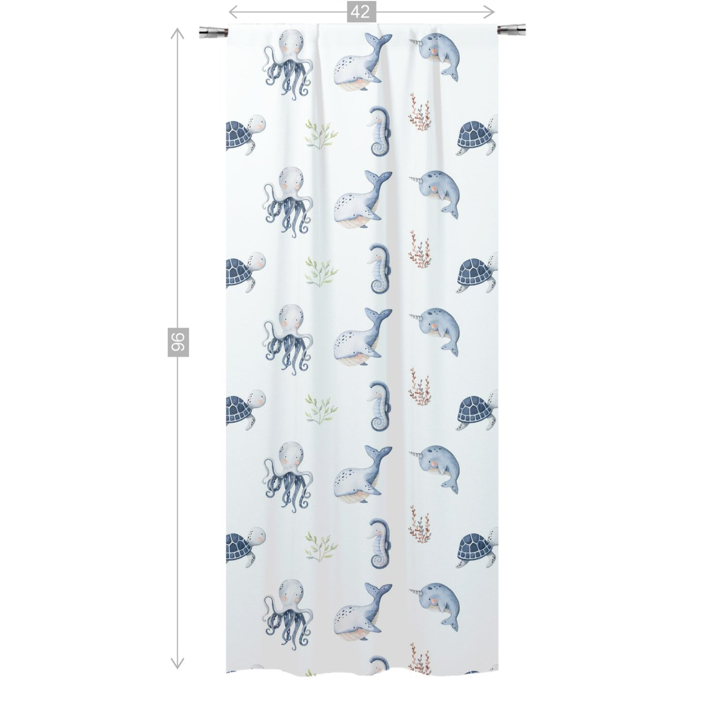 Under the Sea Nursery Curtains Single Panel | Sea Animals Nursery Decor - Little Ocean