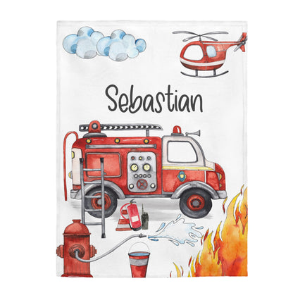 Fireman Personalized Minky Blanket, Fireman Nursery Bedding - Little Hero