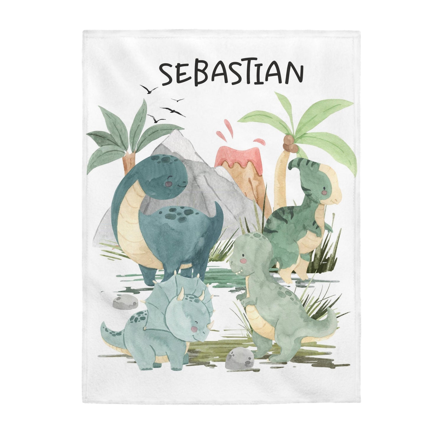 Dinosaur Personalized Minky Blanket, Dinosaur Nursery Bedding - Prehistoric Friends