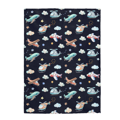 Airplane baby blanket, Airplanes nursery bedding - Night Flight