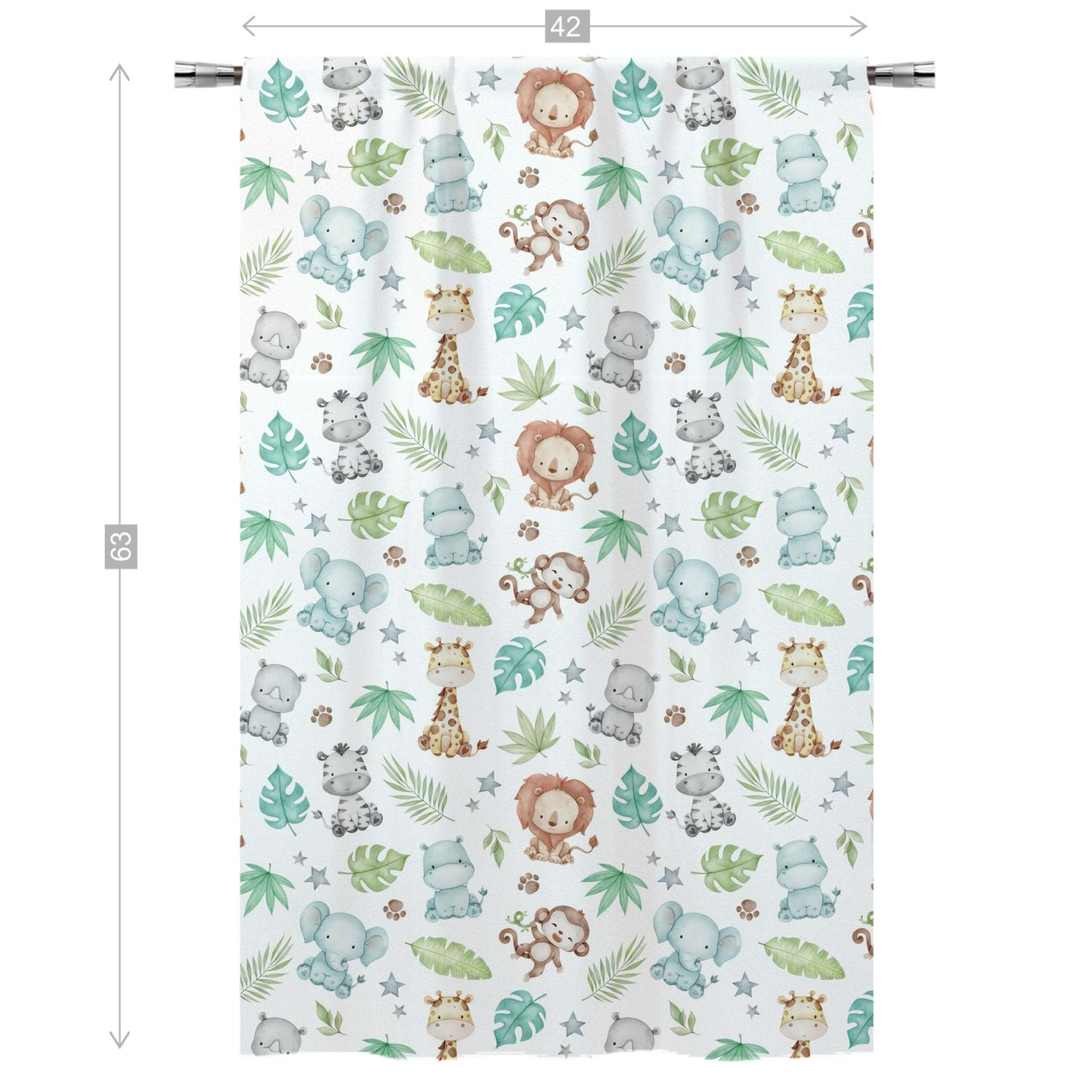 Safari animals Curtain, Single Panel, Safari nursery decor - Cute safari