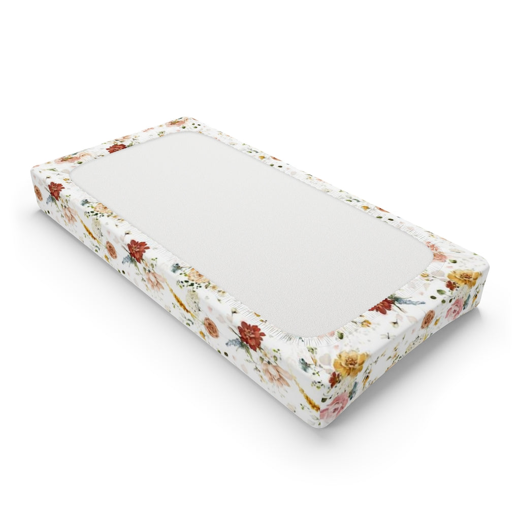 Wild Flowers Changing Pad, Boho Floral Nursery Bedding - Vintage Garden