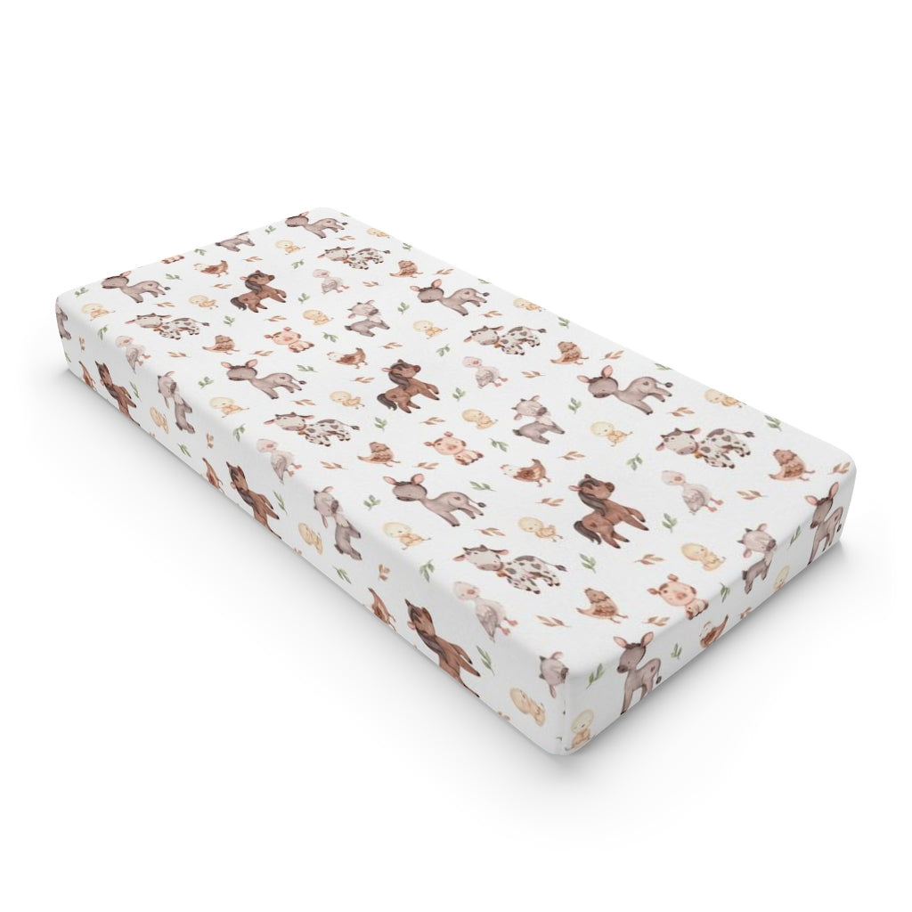 Farm Animals Changing Pad Cover, Barnyard Nursery Decor - Lovely Farm