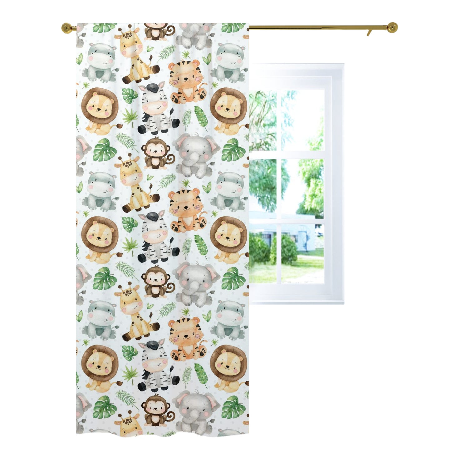 Safari animals Curtain, Single Panel, Safari nursery decor - Safari Explorer