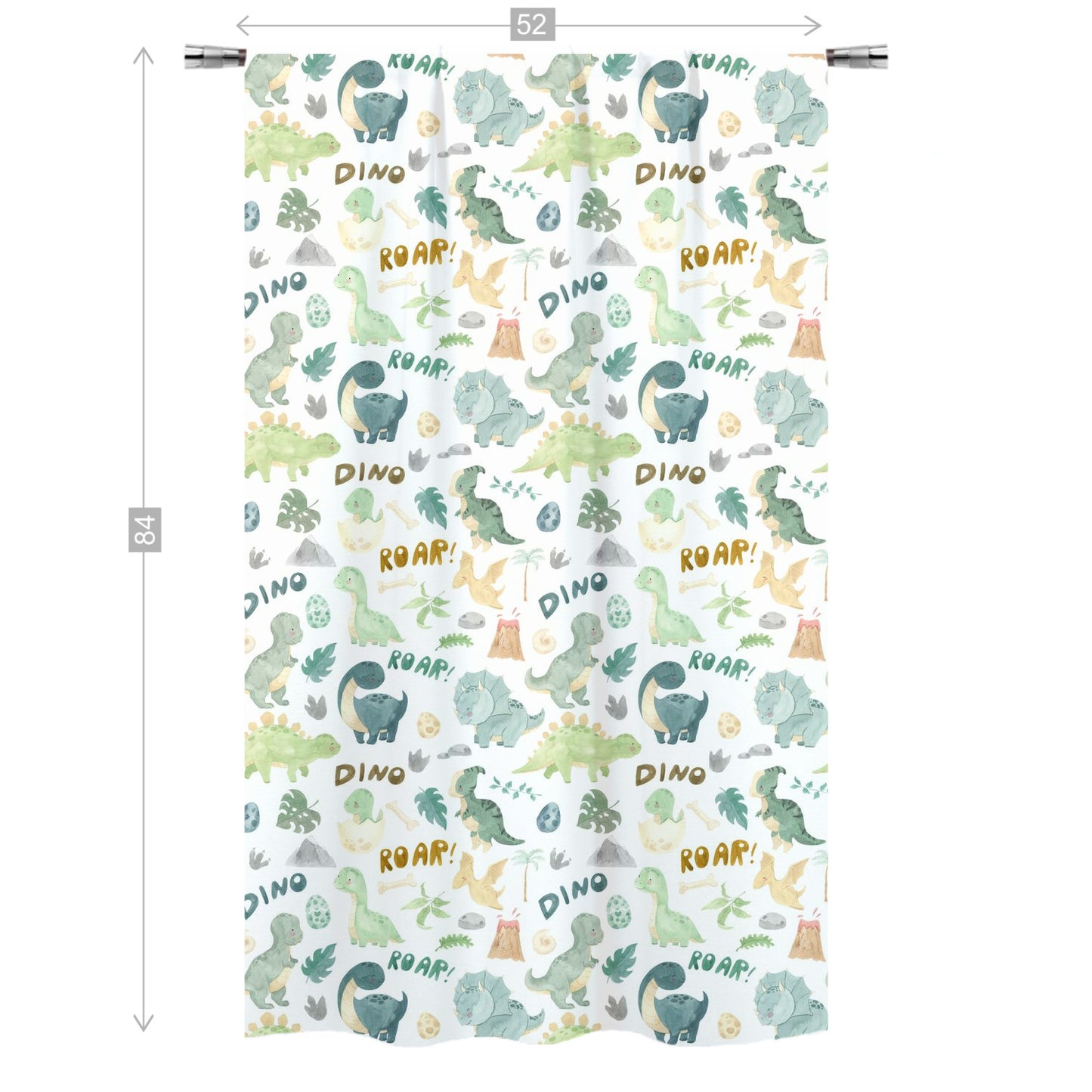 Dinosaur Curtain, Single Panel, Dinosaur nursery decor - Prehistoric Friends