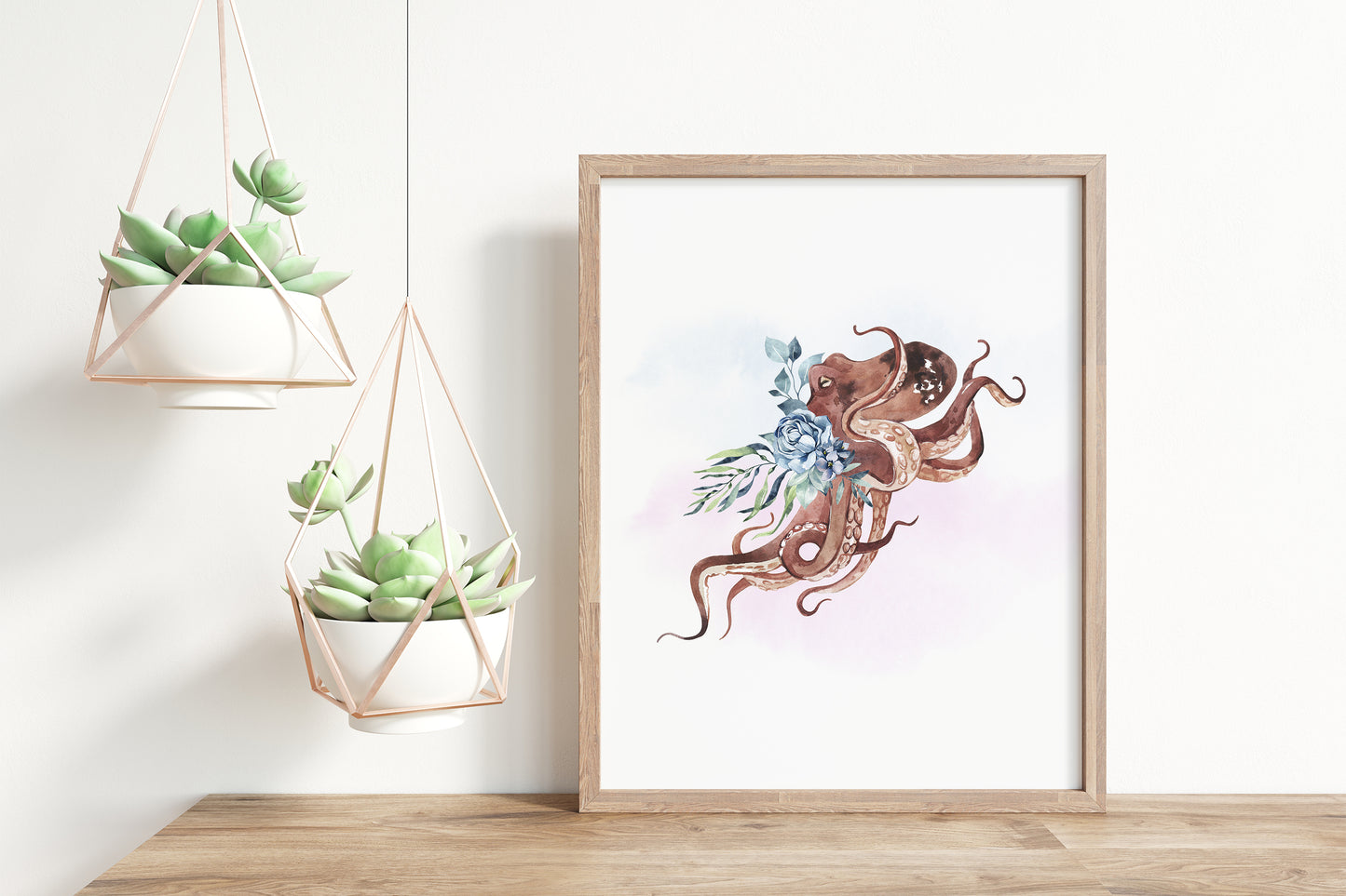 Floral Ocean Animals Wall Art, Under the sea Nursery Prints Set of 6