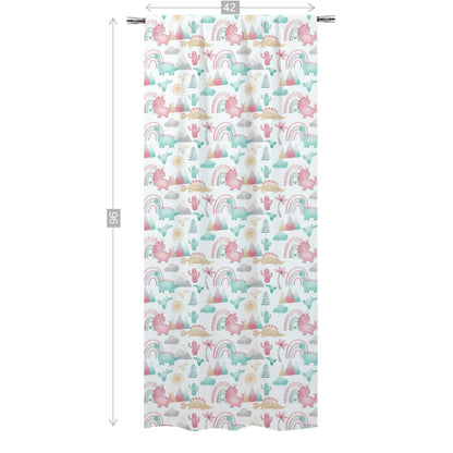 Pink dinosaur Curtain, Single Panel, Girl dinosaur nursery decor - Pink dinosaur