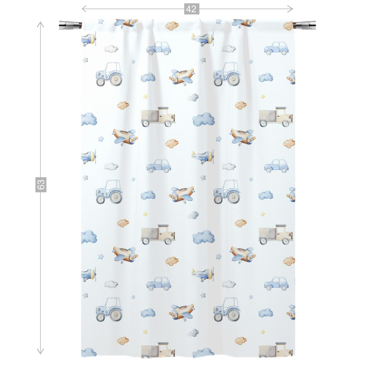 Transport Vehicles Curtain, Transportation Nursery Decor - Blue Transportation