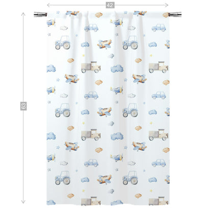 Transport Vehicles Curtain, Transportation Nursery Decor - Blue Transportation