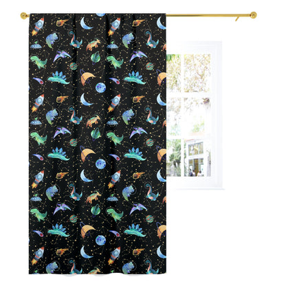 Dino Space Curtain single panel, Planets Nursery Decor