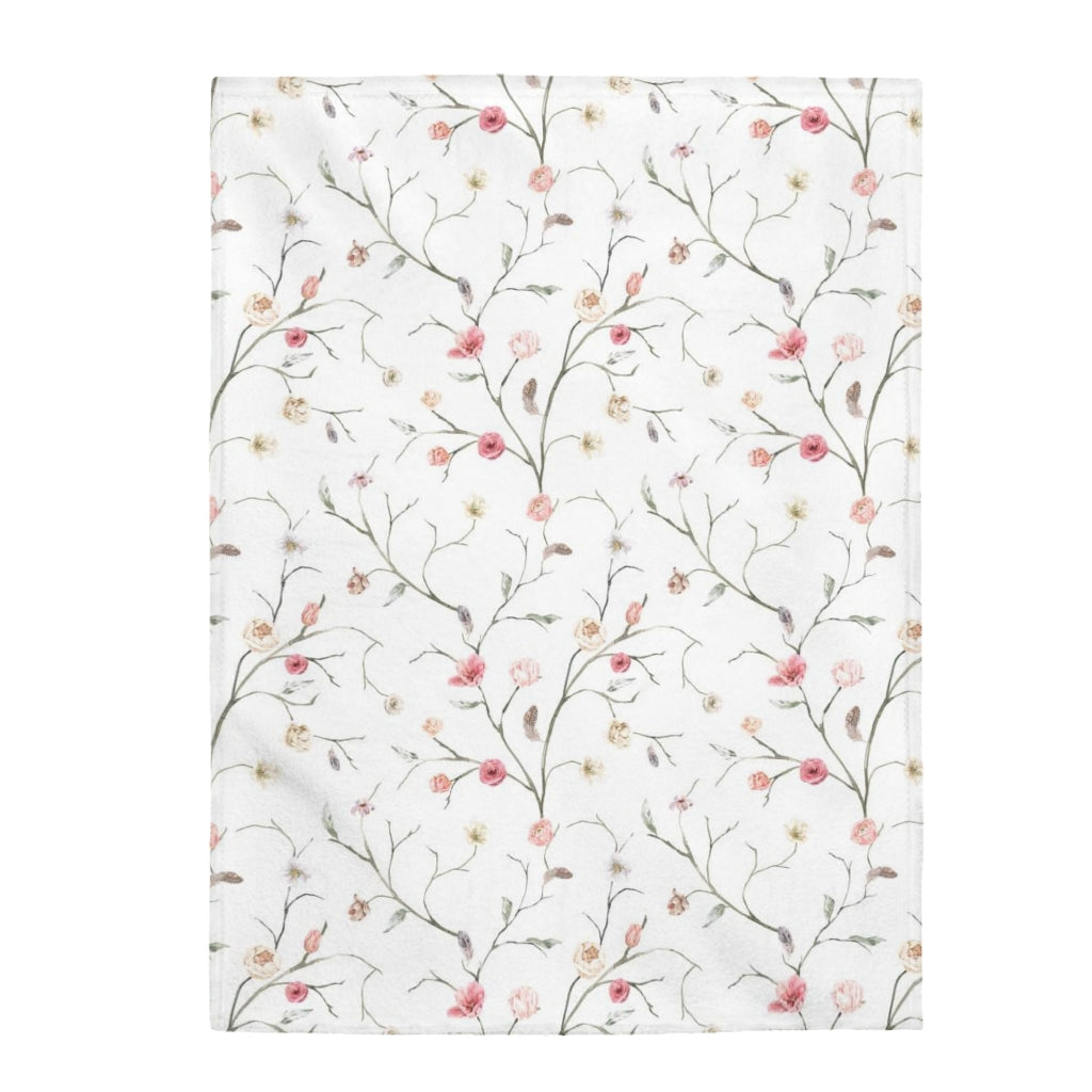 Boho Floral Blanket, Floral Nursery Bedding - Blush Wildflowers