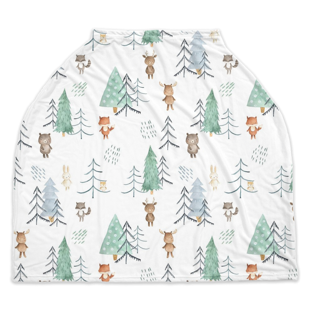 Woodland Car Seat Cover, Pine Trees Nursing Cover - Scandi Woodland