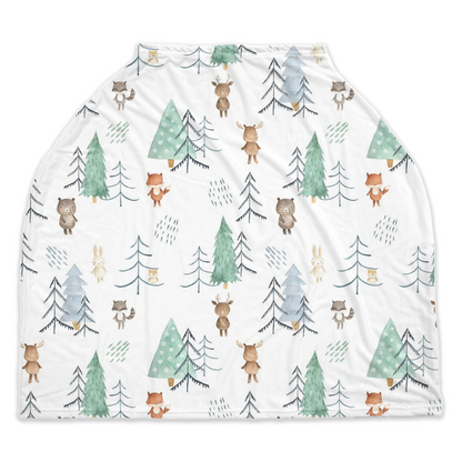 Woodland Car Seat Cover, Pine Trees Nursing Cover - Scandi Woodland