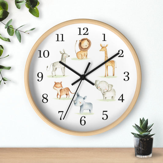 Safari animals clock, Jungle Nursery Decor - Baby Africa