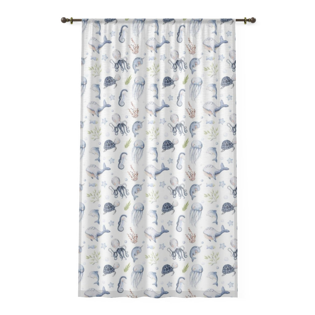 Under the Sea Sheer Curtain, Ocean Animals Curtain - Little Ocean