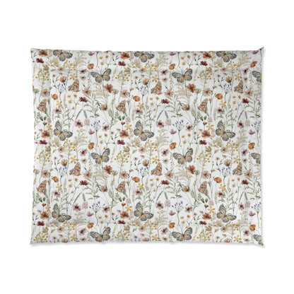 Wildflower Comforter, Floral nursery Bedding - Butterfly Garden