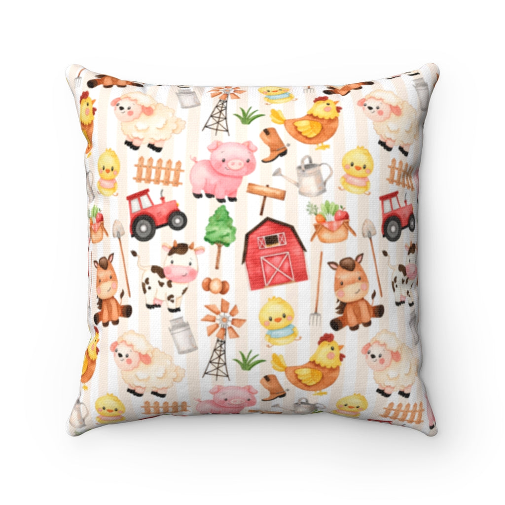 Farm Animals Pillow, Barnyard Nursery Decor - Morgan's Farm