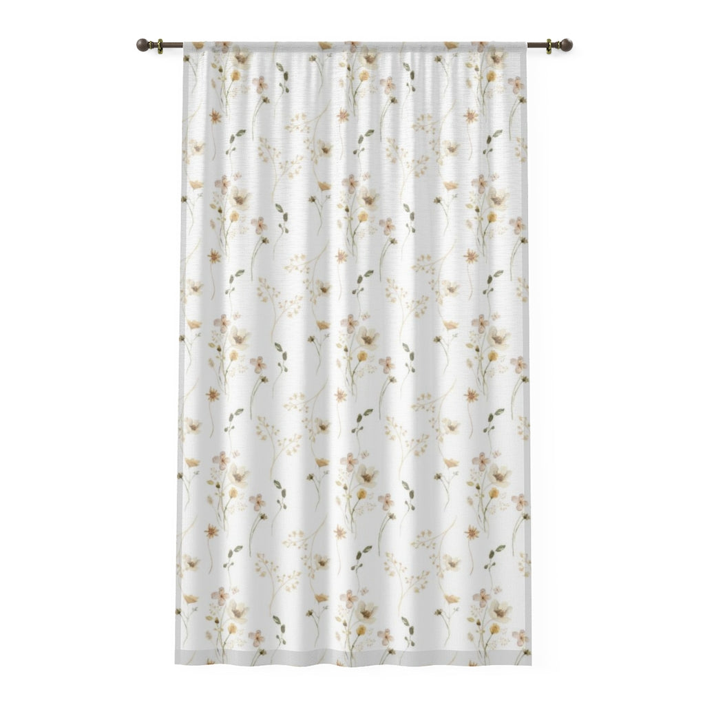 Wild Flower Sheer Curtain, Boho Floral Nursery Decor - Mustard Wildflowers