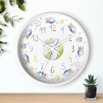 Rockets Wall Clock, Planets Nursery Décor - Outer Space