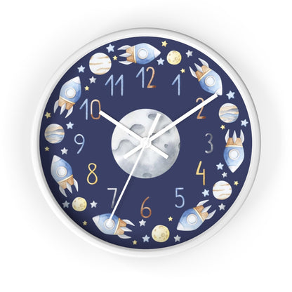 Space Nursery Clock, Planets Kids Room Décor - Outer Space