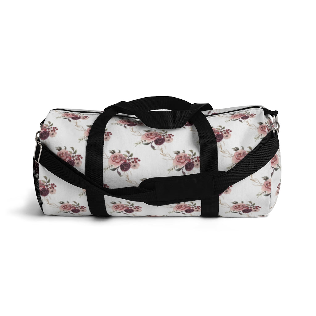 Roses Duffle Bag, Nautical Overnight Bag - Rose Bloom