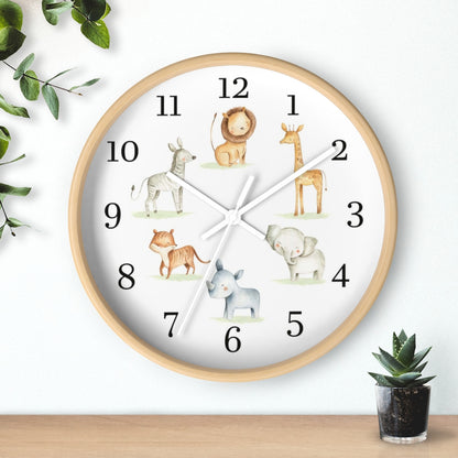 Safari animals clock, Jungle Nursery Decor - Baby Africa